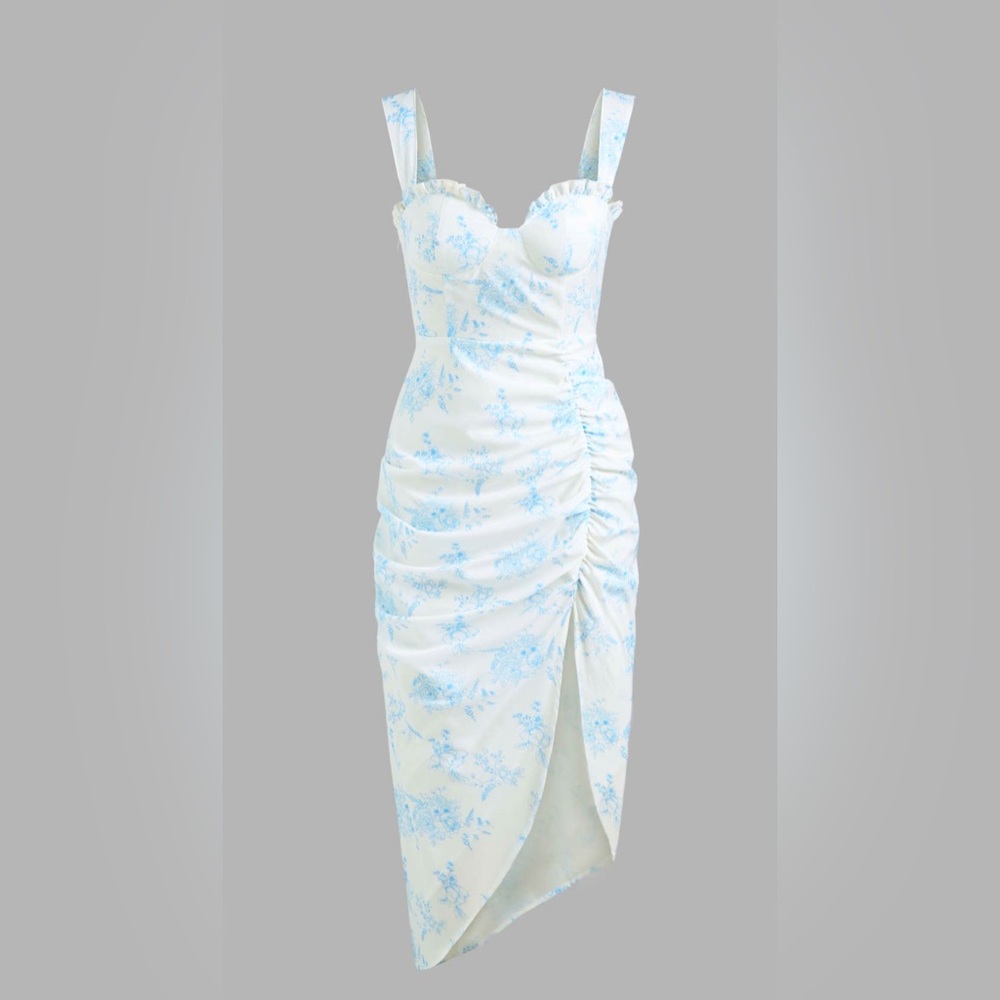 Cider white and blue floral dress